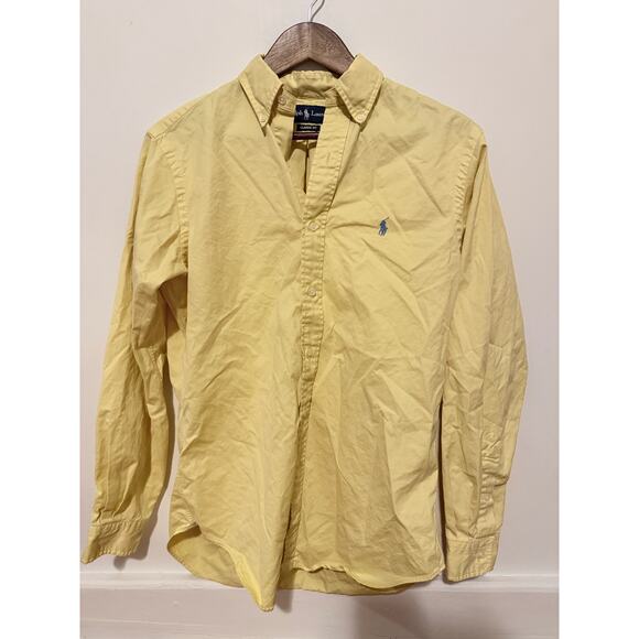 Ralph Lauren Classic Fit Mens Small Yellow Button Up Long Sleeve Shirt - Picture 1 of 6